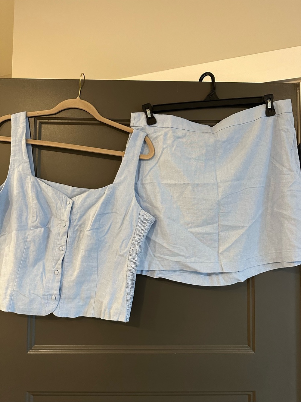 Old Navy Light Blue Linen Skirt Set - Tank Top & Mini Skirt